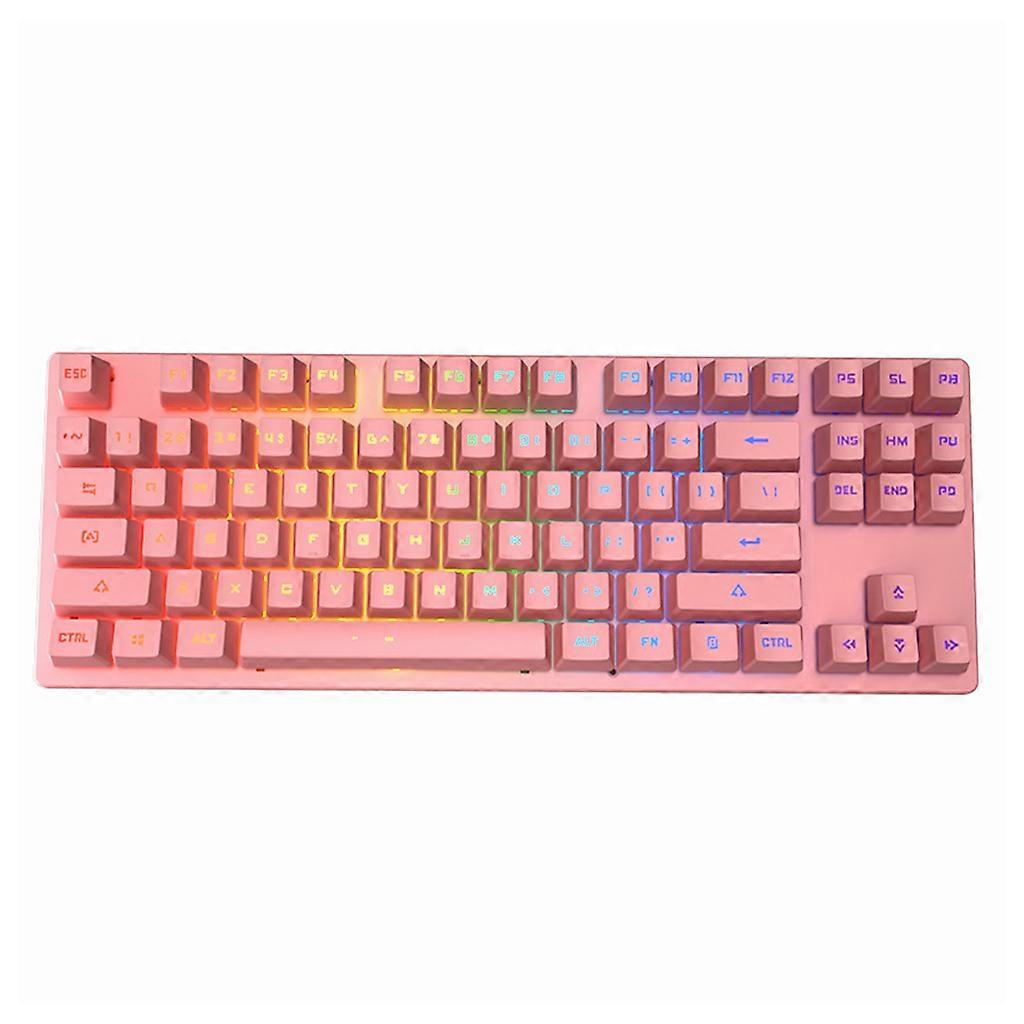 87Keys Green Switch Mechanical Keyboard RGB Backlight Stream Line Layout USB