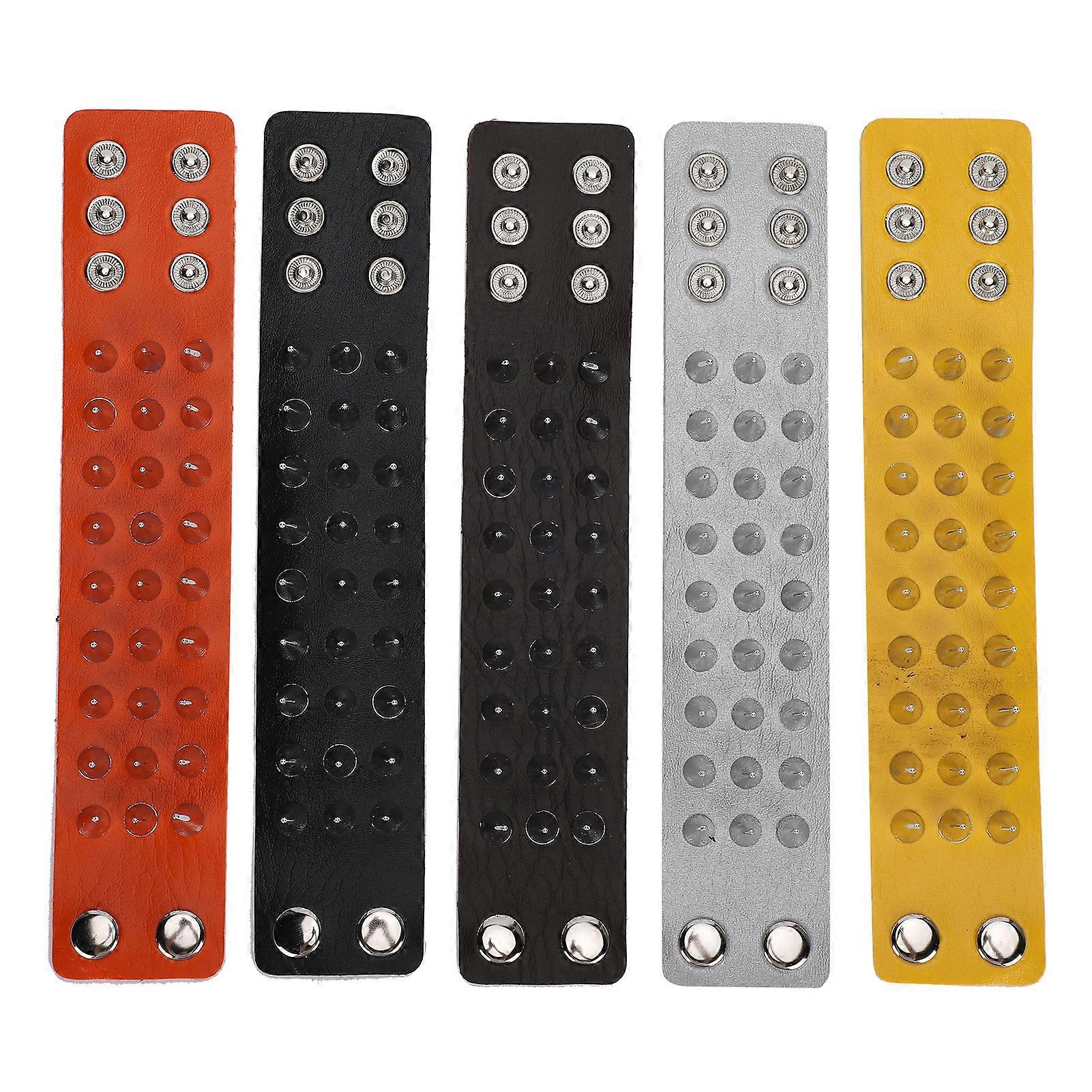 5pcsパンクスタッズリベットカフブレスレットレトロメタルリストバンド