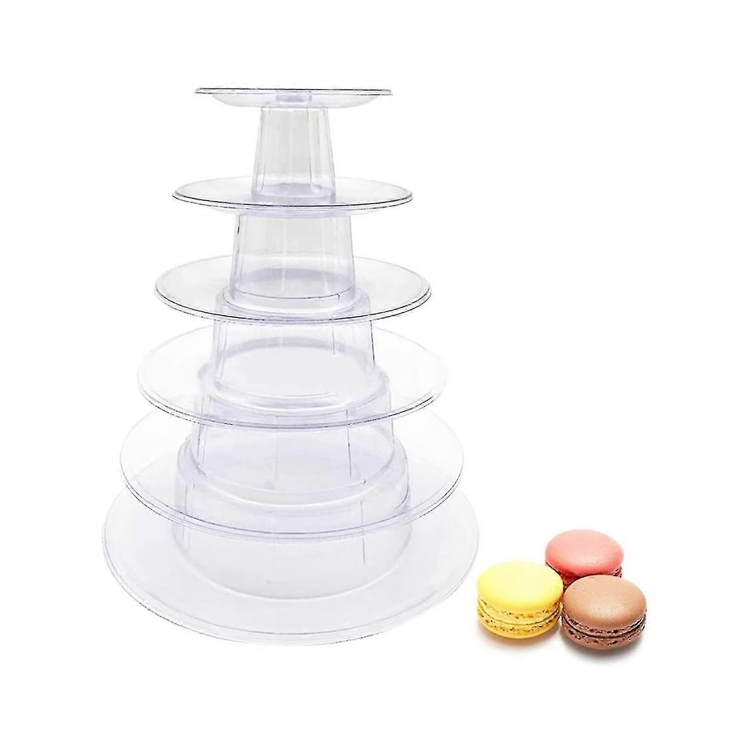 6 Tier Round Plastic Macaron Tower Stand Macarons Holder Macaroon Cake Tower Display Stand for Desse