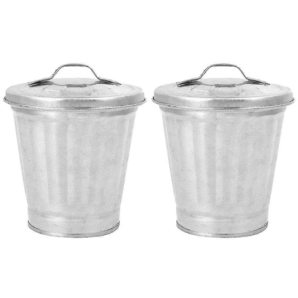 2pcs Small Trash Can Desktop Garbage Bin Multipurpose Storage Buckets Garbage Containers