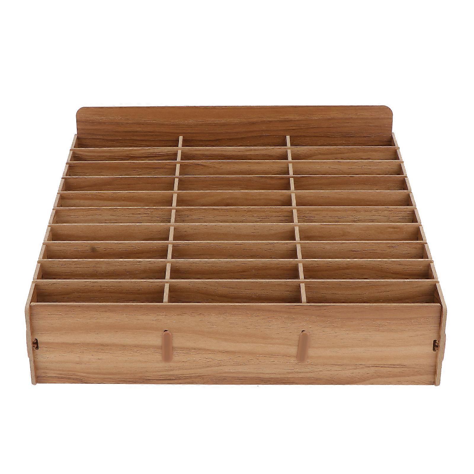 1PC Cell Phone Management Box Wooden Multi-grid Phone Storage Box (30 Grids)
