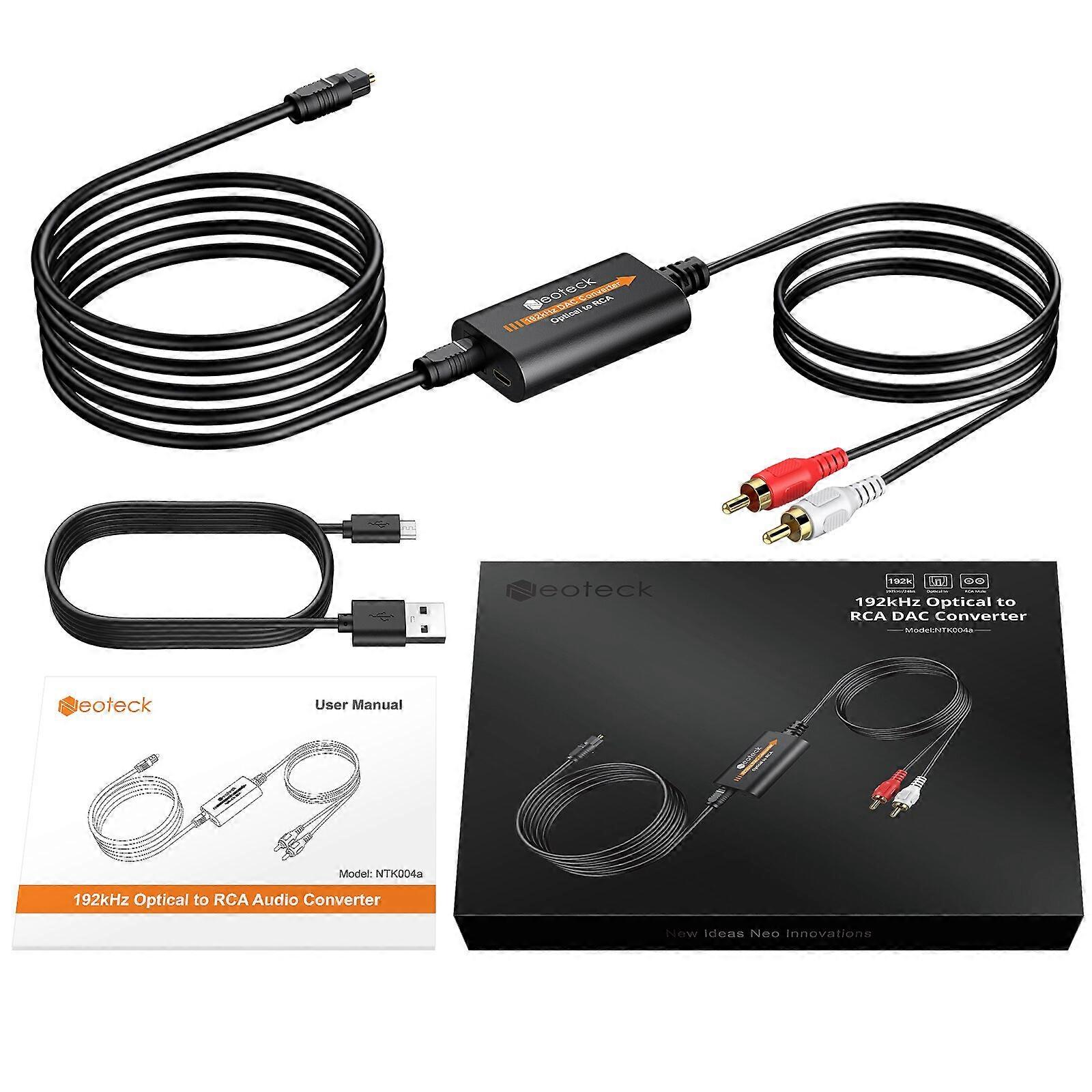 Neoteck 192kHz digitálny na analógový audio prevodník optický Toslink na RCA audio adaptér samčí konektor DAC prevodník