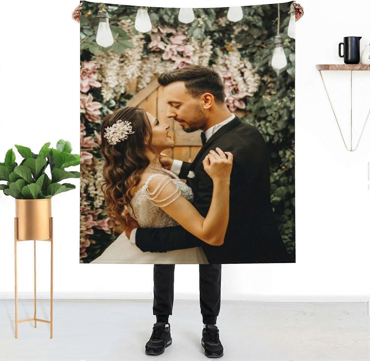 Custom Blanket with Picture, Customized Name Blankets with Text Photo Collages for Birthday Christmas Anniversary, Personalized Gifts Throw Blanket fo