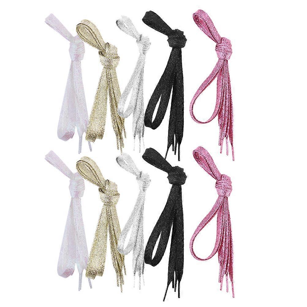 16PCS 1.1m Gold Silk Silver Onion Pearlescent Flat Shoelaces Sneakers Durable Casual Colorful Men Women's Shoe Lace Strings (Random Color)