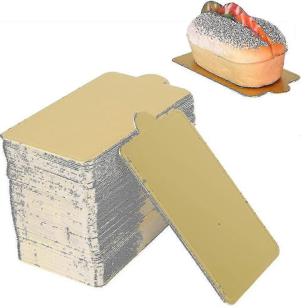 100 Pack Gold Parchment Rectangular Cake Mousse Boards For Cupcakes, Wedding Desserts Multi-pack (l)