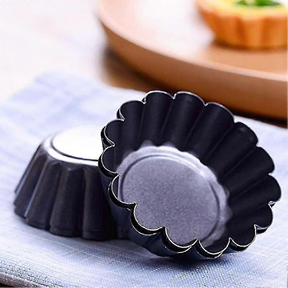 2023,12ピースエッグタルトモールド7.5cmミニケーキパン炭素鋼パンケーキパン(ブラック)