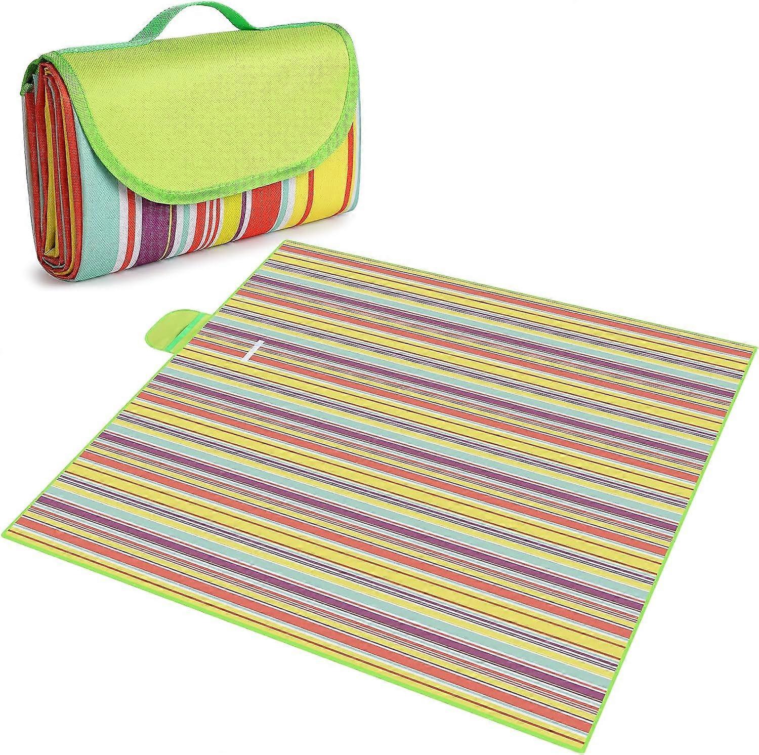 Picknickdecke wasserdicht 200x200, Picknickdecke isoliert große Picknickdecke im Freien waschbare Picknickmatte Stranddecke sandfrei mit Griff, Mult