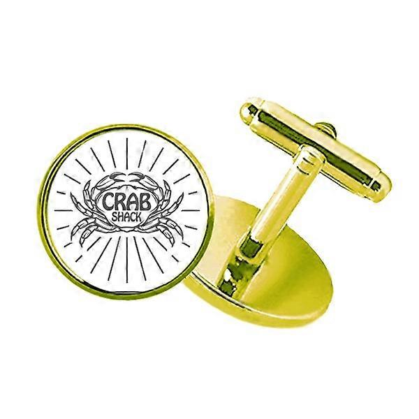 カニスケッチ海洋生物ラジアルスタッズドビジネスメタルカフリンクスゴールデン