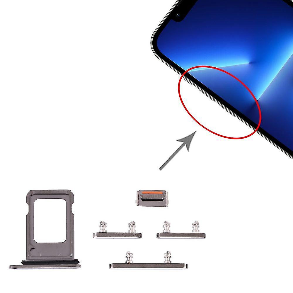 Dual SIM Card Holder + Side Buttons Power / Volume Button for Apple iPhone 13 Pro Part Black