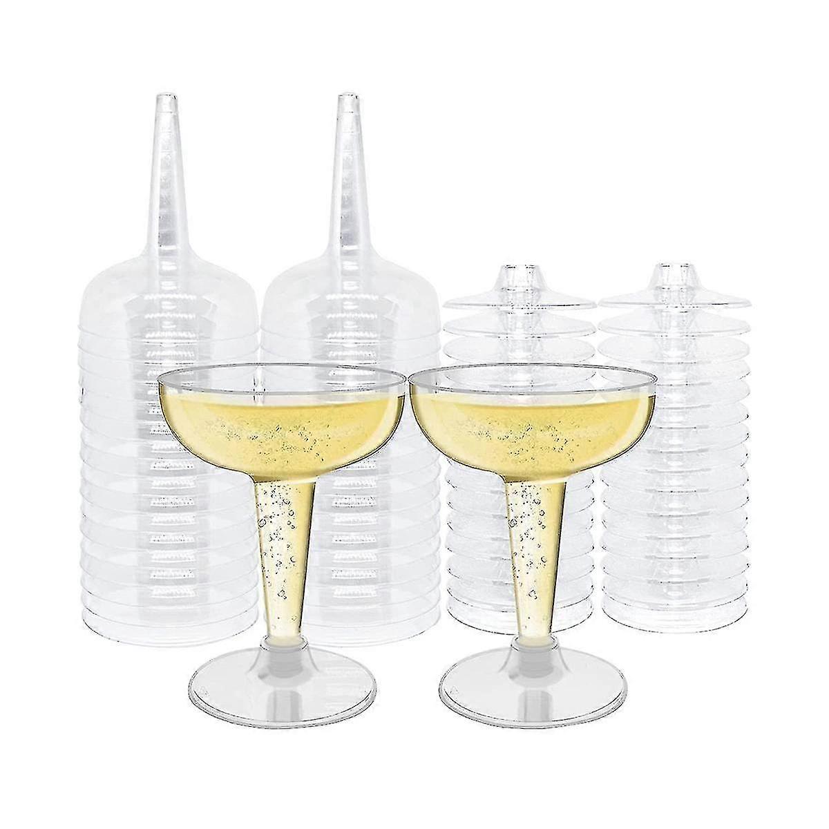 50 Pack Plastic Goblet, 4oz Stem Disposable Martini Glasses For Parties, Stackable Plastic Cocktail