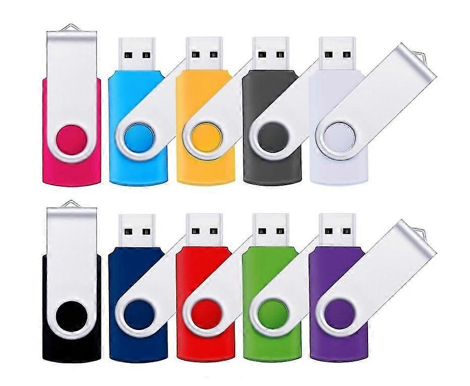 10pcs Usb 2.0 Flash Drive Swivel Memory Stick Drive For Data Storage