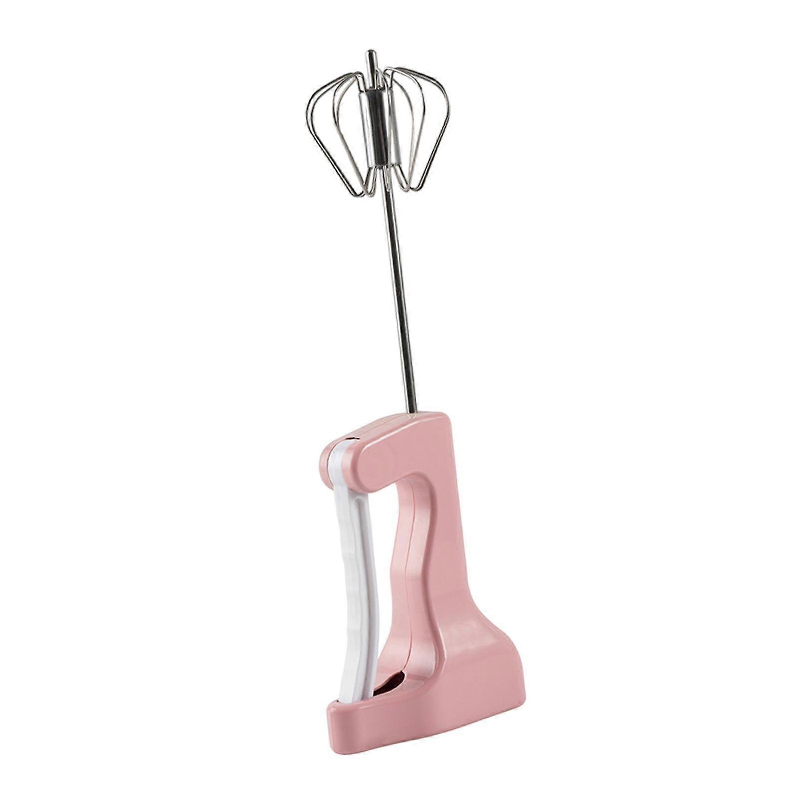 Semi Automatic Whisk Versatile Egg Mixing Tool for Stirring Beating Blending pink