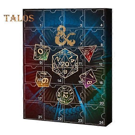 Ημερολόγιο έλευσης DND 2024 Τυχαίο ημερολόγιο αντίστροφης μέτρησης πολυεδρικών ζαριών 24 ημέρες Χριστουγεννιάτικες μινιατούρες Σετ φιγούρων DND για παιδιά και ενήλικες