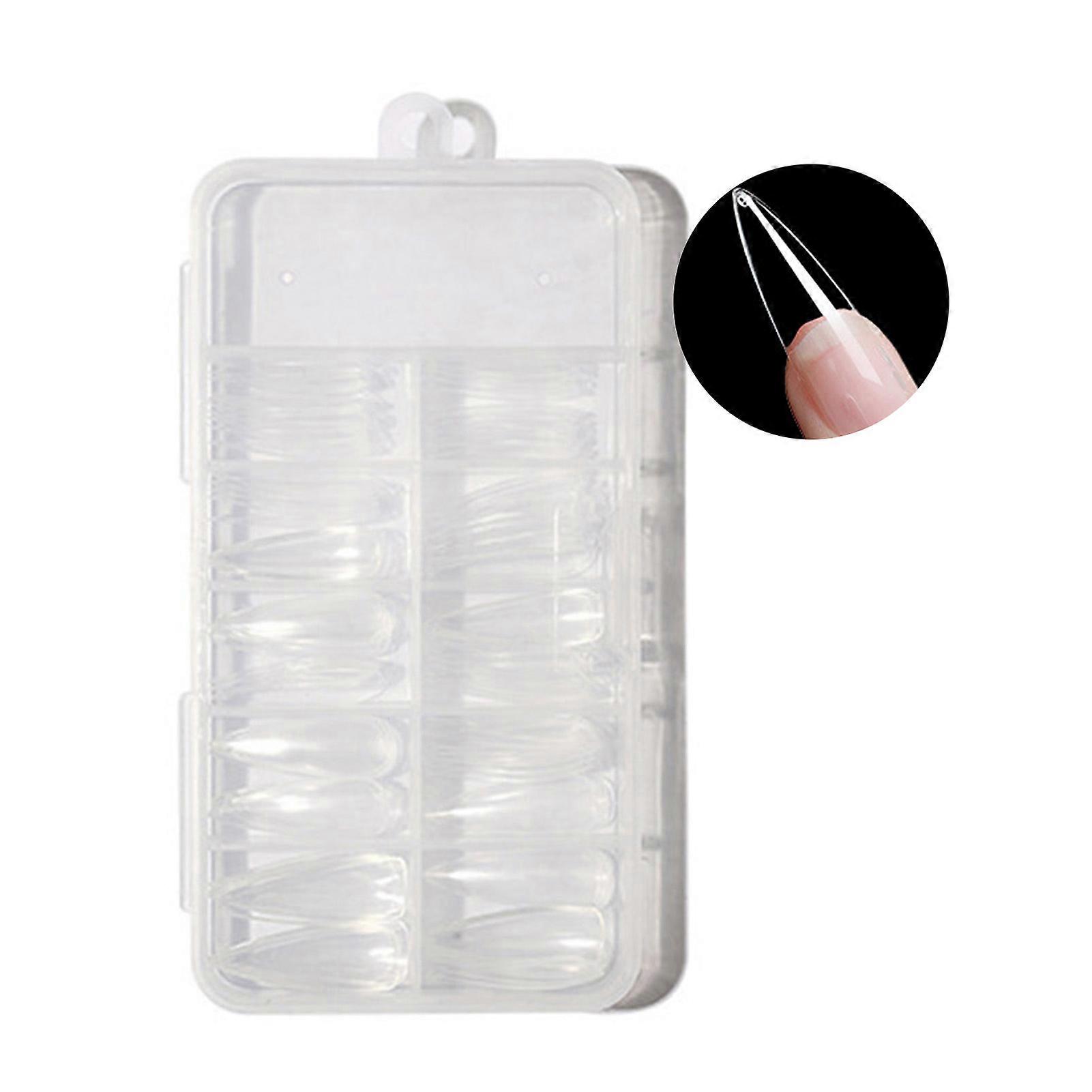 100Pcs/Box Fake Nails Water Drop T-Shaped Short Round Square Head Ultra Thin DIY Transparent Artificial Nails False Nail Extension Tips Nail Salon Sup