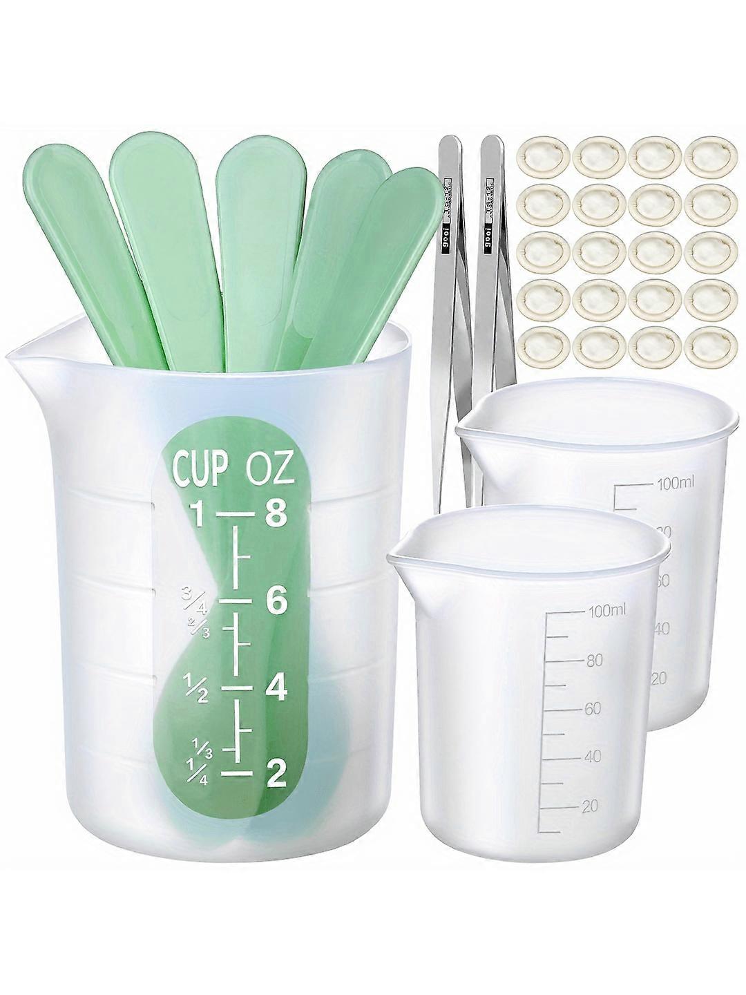 30 قطعة من مجموعة أكواب قياس السيليكون الراتنج ، الحرف اليدوية المصنوعة من السيليكون ، الايبوكسي ، قوالب الصب ، صناعة المجوهرات ، مع ملعقة ، غطاء الإصبع ، الملقط