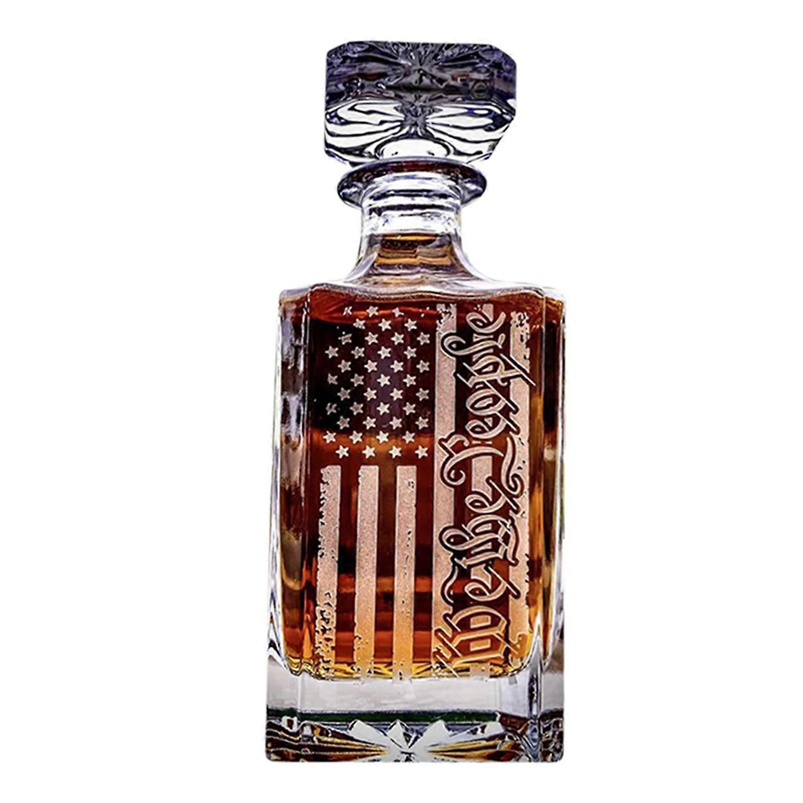Whiskey Decanter with American Flag Design 450ml Display Bottle Aromatherapy Glass Bottle Multi Purpose Elegant Durable Stylish Unique