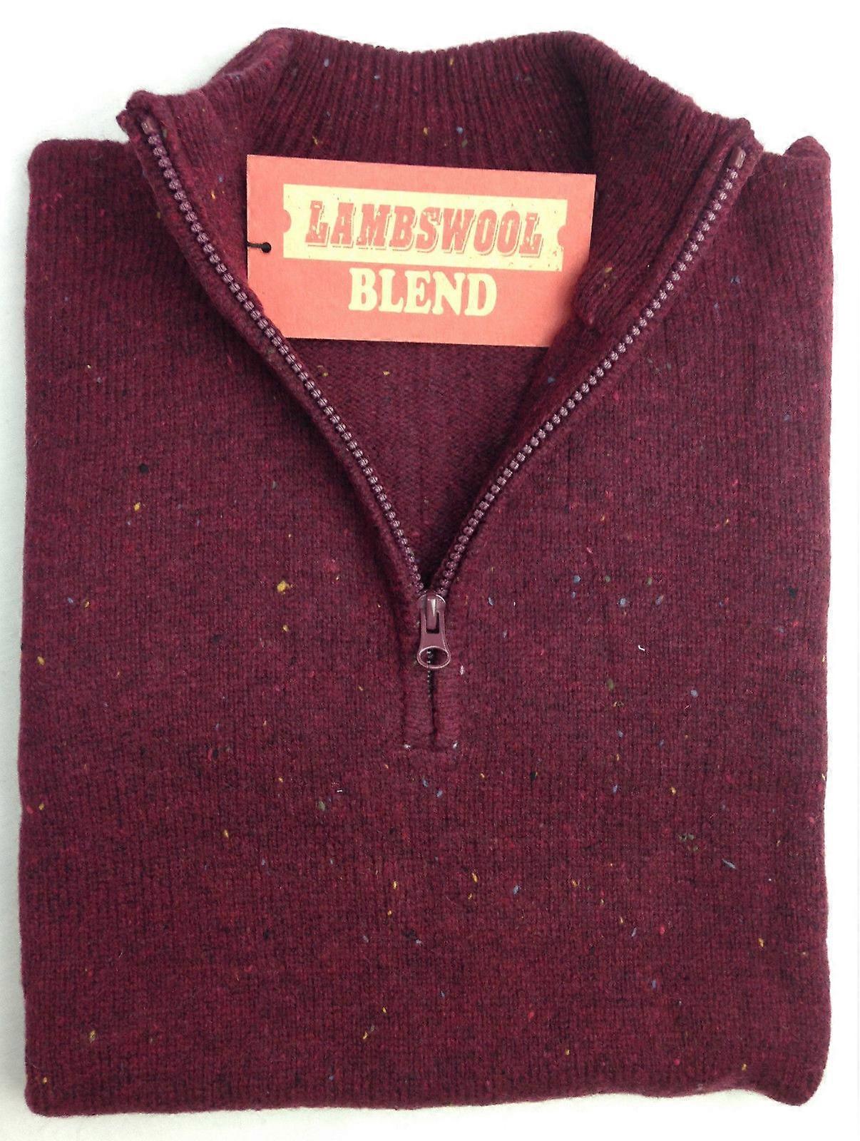 LAMBS WOOL KNIT JUMPER Pullover Mens Sweater Knitted Half Zip Crew Neck S