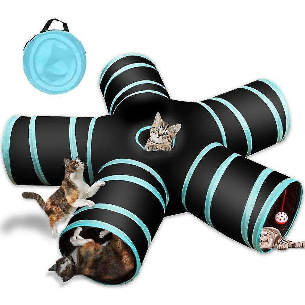5 hole collapsible pet tunnel, cat tent nest toy rabbit tunnel and cat ball