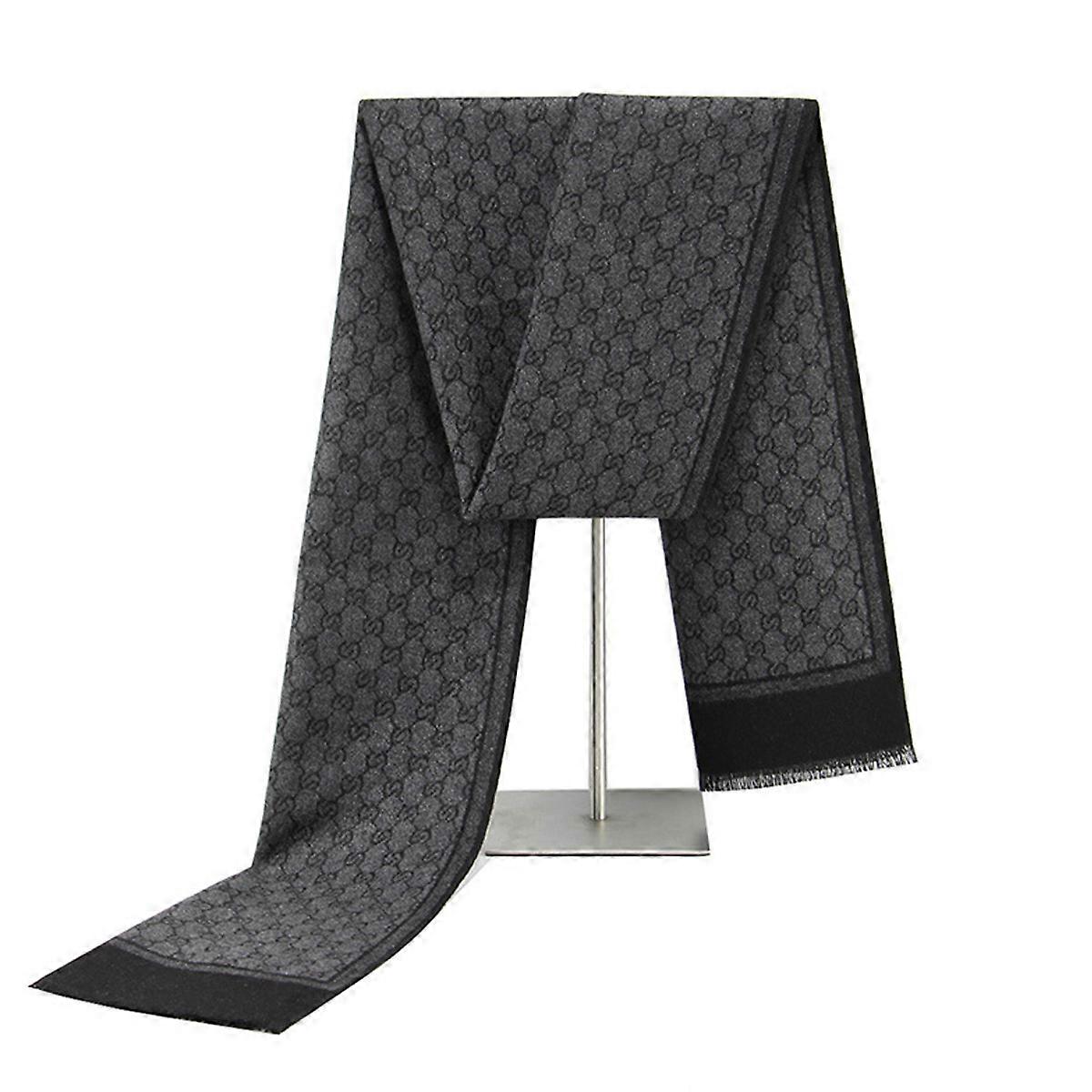 Long Plaid Scarf for Men, Pompon