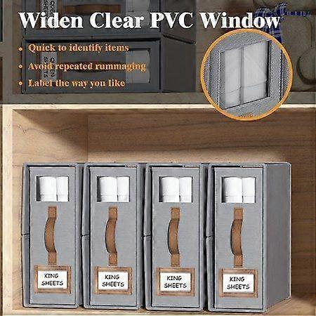 Foldable Bed Sheets Set Organizers with PVC Window & Handle - Space-Saving Storage Solution for Bedding