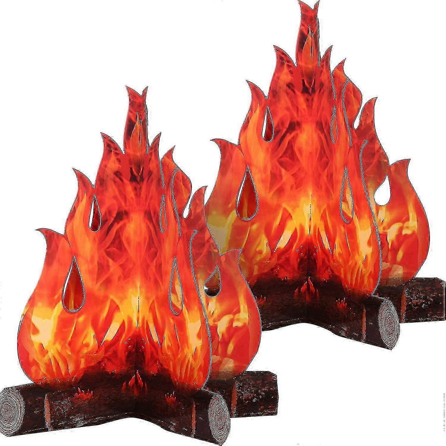 Pxcl 3d Flame Torch Centerpiece Cardboard Campfire Decorative Artificial Fire Fake Flame Paper Decorative Party (set Of 2)