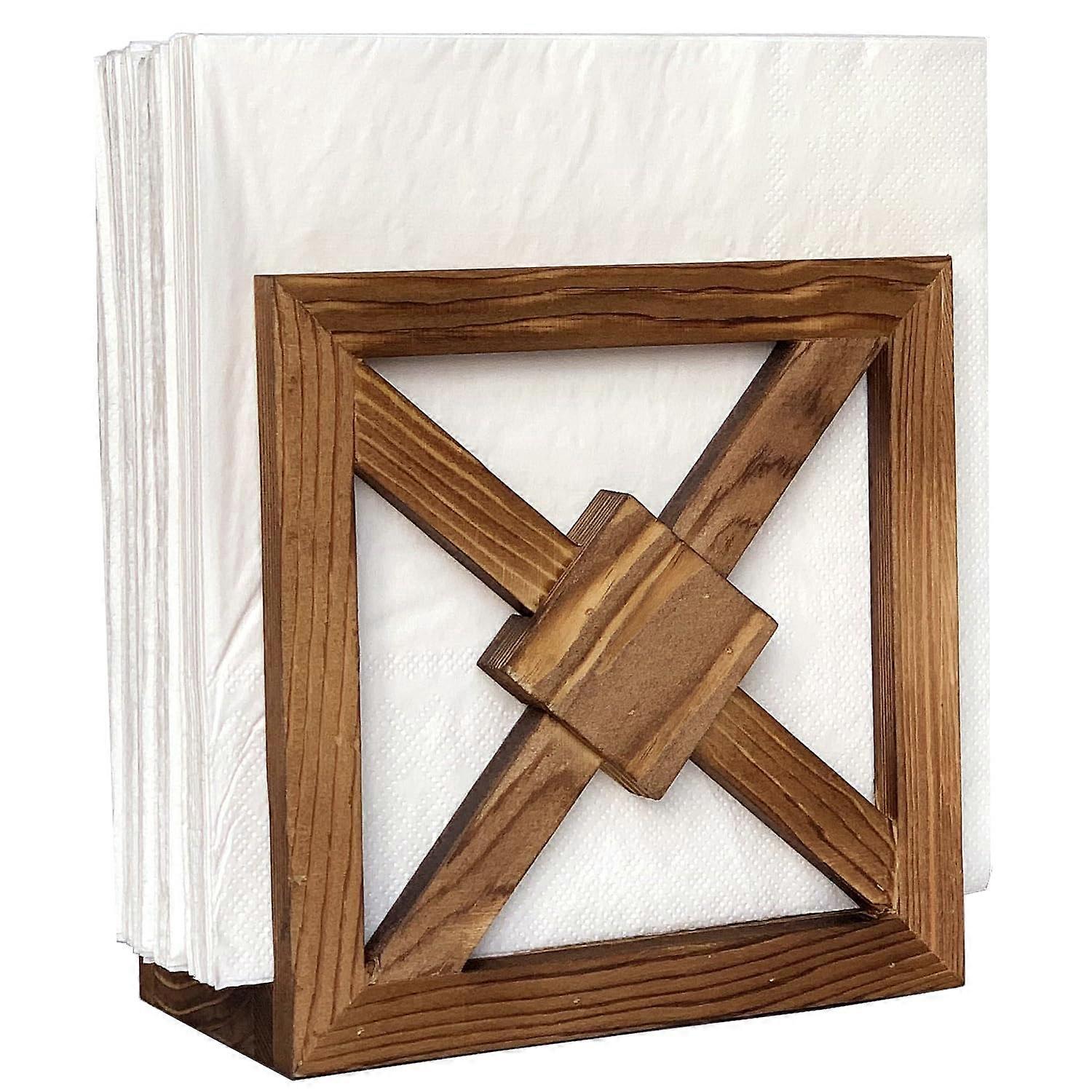 Wooden Napkin Holder with Anti-Slip Feet for Kitchen and Dining, Decorative Table Organizer, Rustic Design, Easy to Clean
