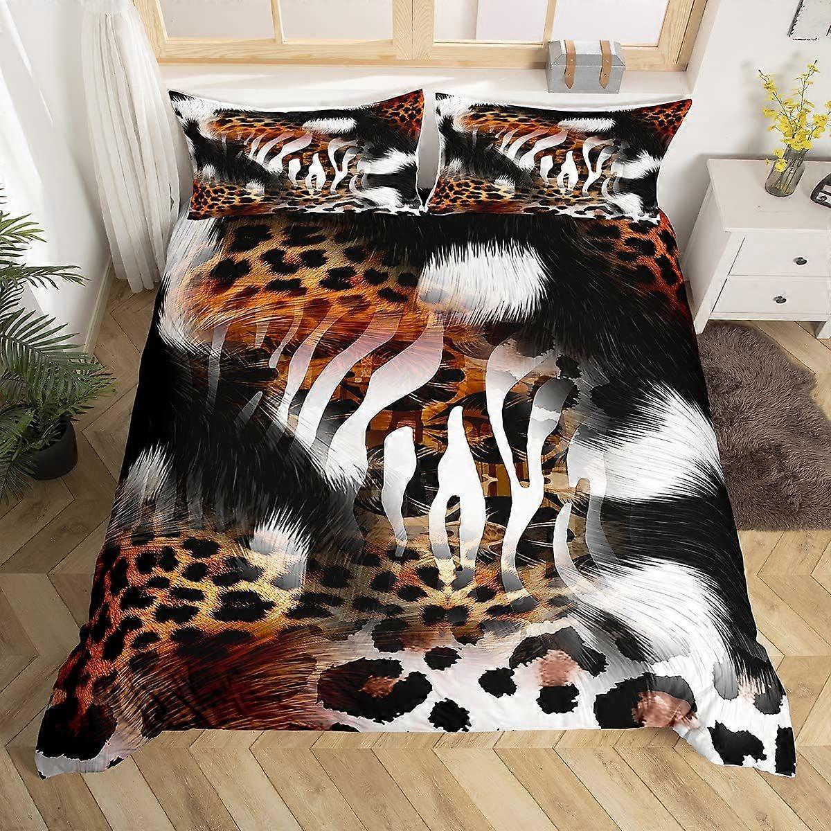 v1117 Bed Sheets Zebra Print Bedding Set, Striped Zebra Animal Print Decorative Quilted  Piece Comforter Cover with  Pillow Shams, King Size 3-Piece B