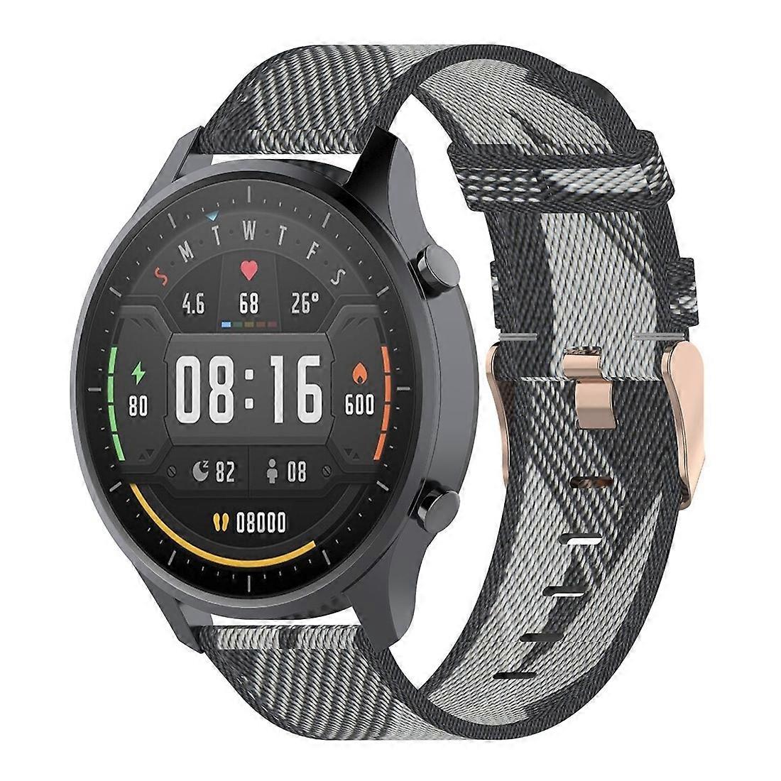 (New) 22mm Stripe Weave Nylon Wrist Strap Watch Band for Xiaomi Mi Watch Color, Garmin Vivoactive 4
