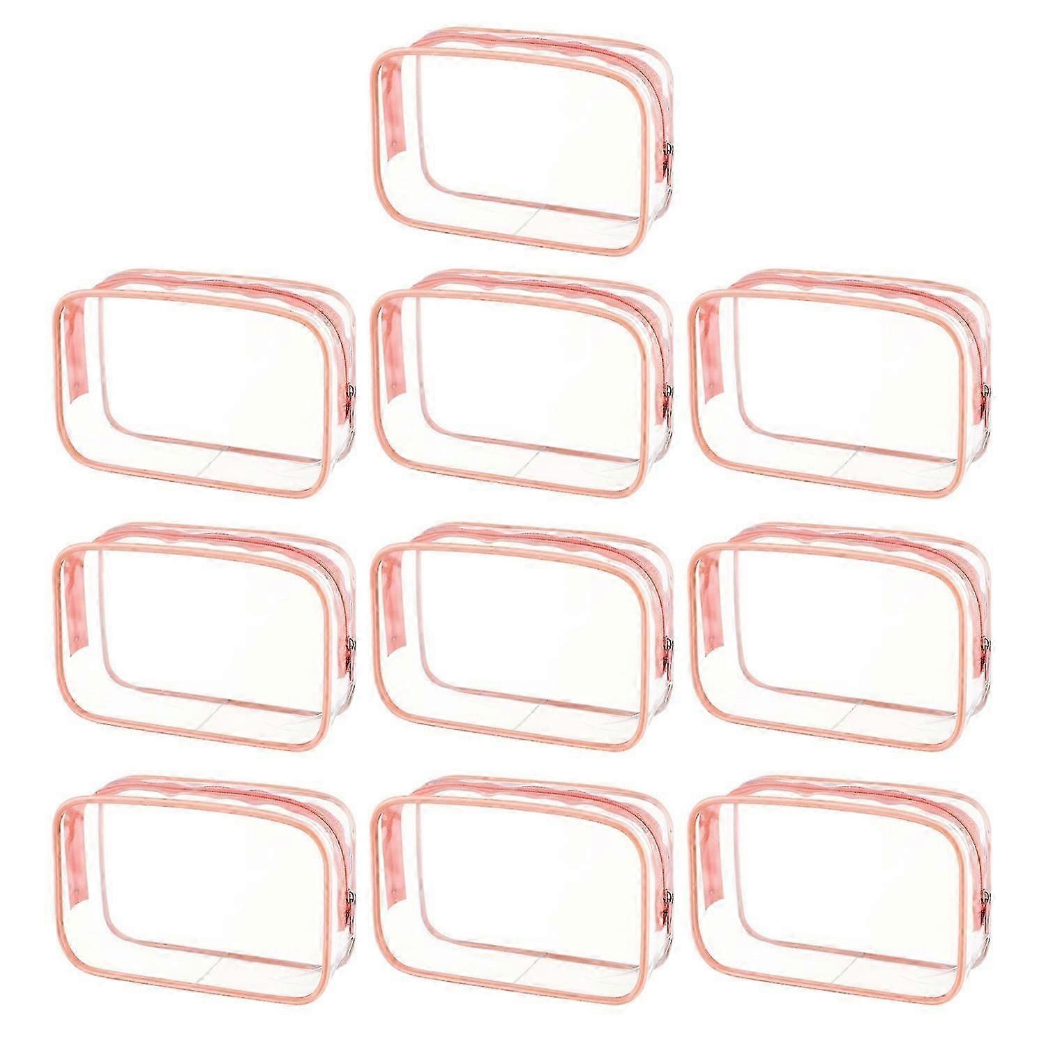 10pcs Transparent Pvc Storage Bag Zipper Closure Large Capacity Portable Waterproof Toiletry