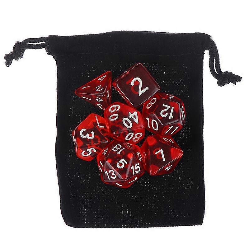 Colour 7 Piece Polyhedral Set Cloud Drop Translucent Teal Rpg Dnd With Dice Bag