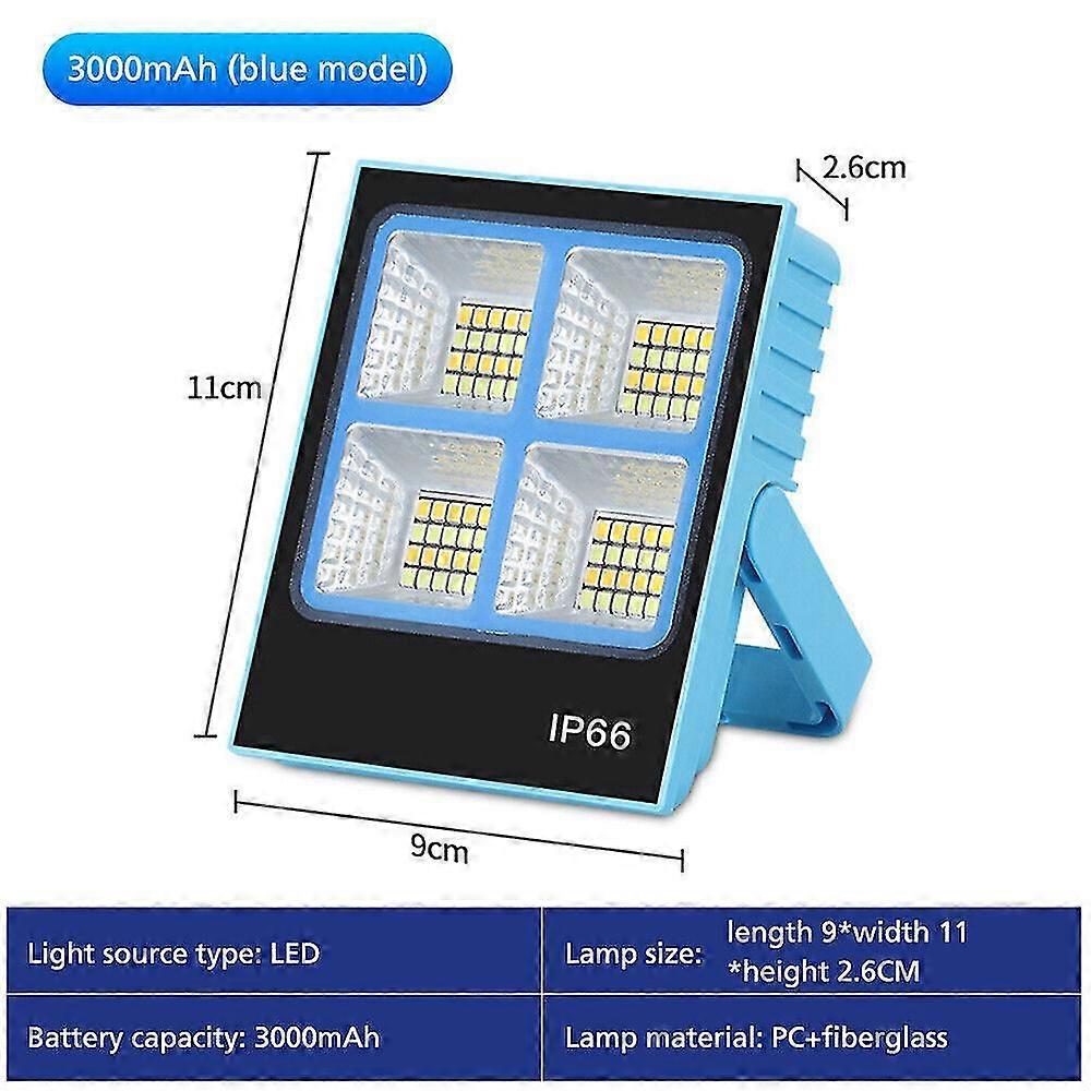 LED Work Light Solar Rechargeable Floodlight 5000LM Super Bright Camping Lamp