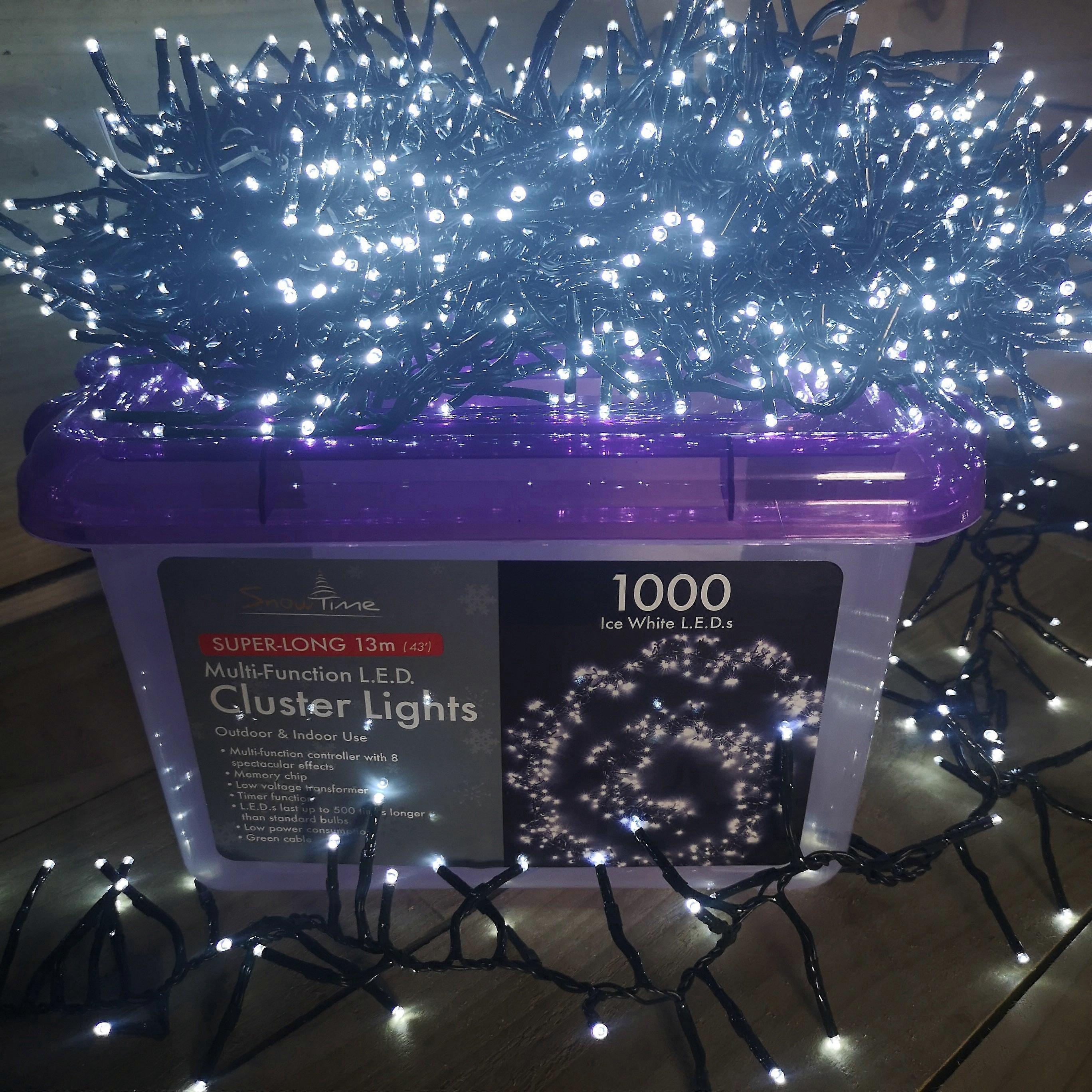 1000 13M Christmas Ice White Led Cluster
