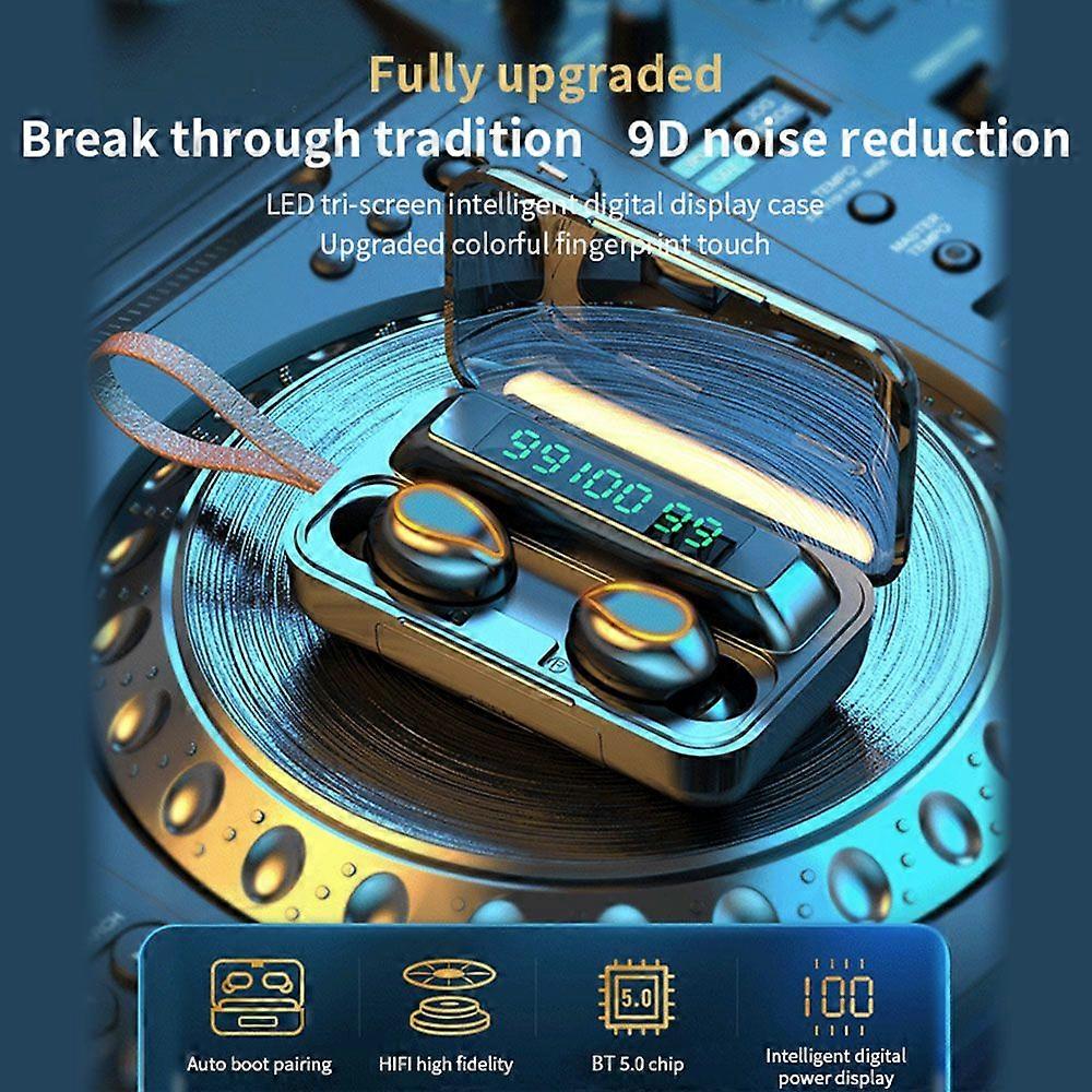 F9-5 Headphones Wireless Earbuds BT 5.0 Stereo Earphones with Built-in Microphone Touch Control LED Digital Display Deep Bass Noise Canceling Technolo