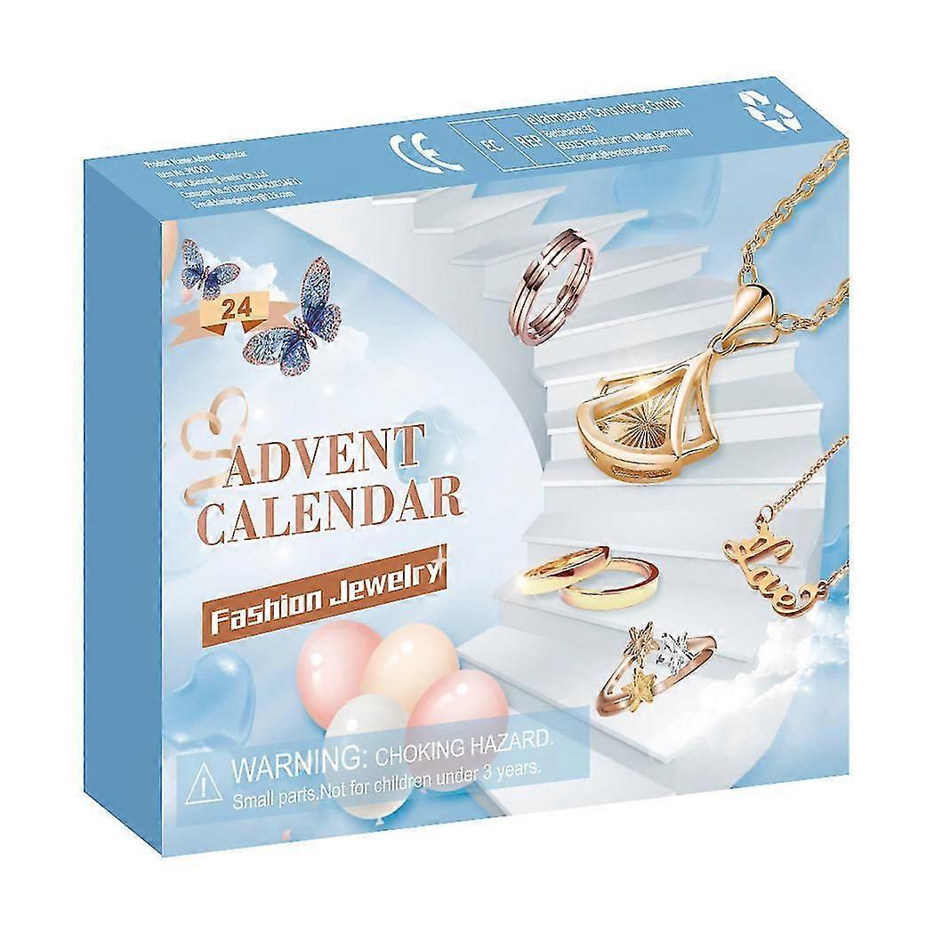 Μπλε κουτί στολιδιών Jewelry Advent Calendar 2023 Χριστουγεννιάτικο ημερολόγιο αντίστροφης μέτρησης με σκουλαρίκια δαχτυλίδι κολιέ βραχιόλι για κορίτσια συζύγου Δώρο διακοπών 24 ημερών