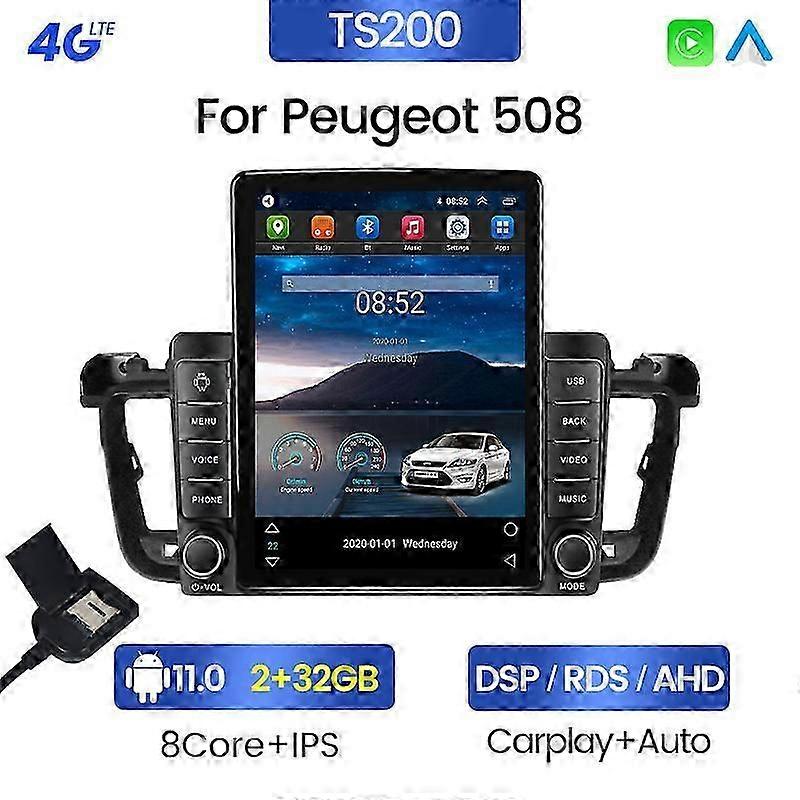 4G LTE 8+128G Android11 φορέας πολυμέσων αυτοκινήτων οθόνης Tesla για Peugeot 508 2011 - 2018 στερεοφωνικό πλοήγησης ραδιοφώνου No 2din 2 Din DVD