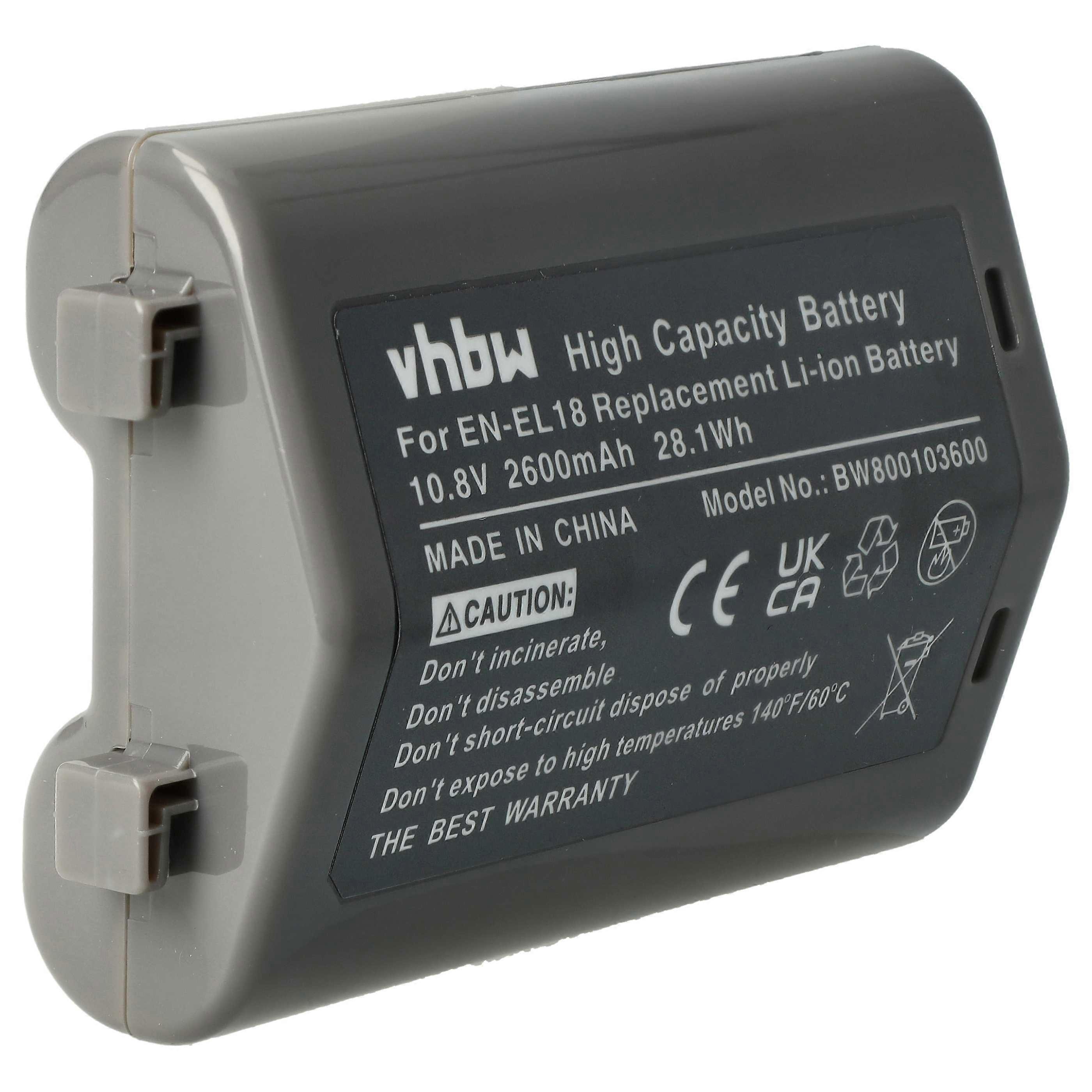 vhbw accu compatibel met Nikon D4, Z9 camera (2600 mAh, 10.8 V, Li-Ion), infochip