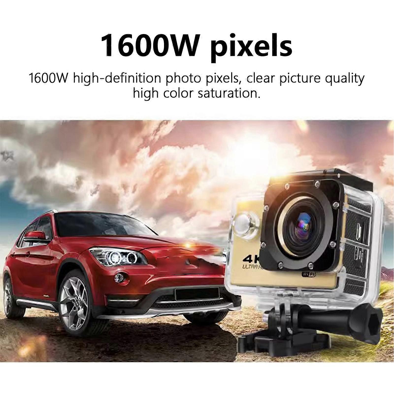 Caméra de plongée portable Caméscope 4K 30m Fonction étanche et vue grand angle de 170° pour une photographie sous-marine claire jaune