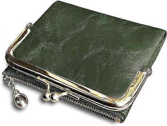 محفظة نسائية Rfid صغيرة مدمجة ثنائية الطي محفظة جلدية عتيقة ، محفظة عملة للسيدات مع سحاب وقبلة قفل