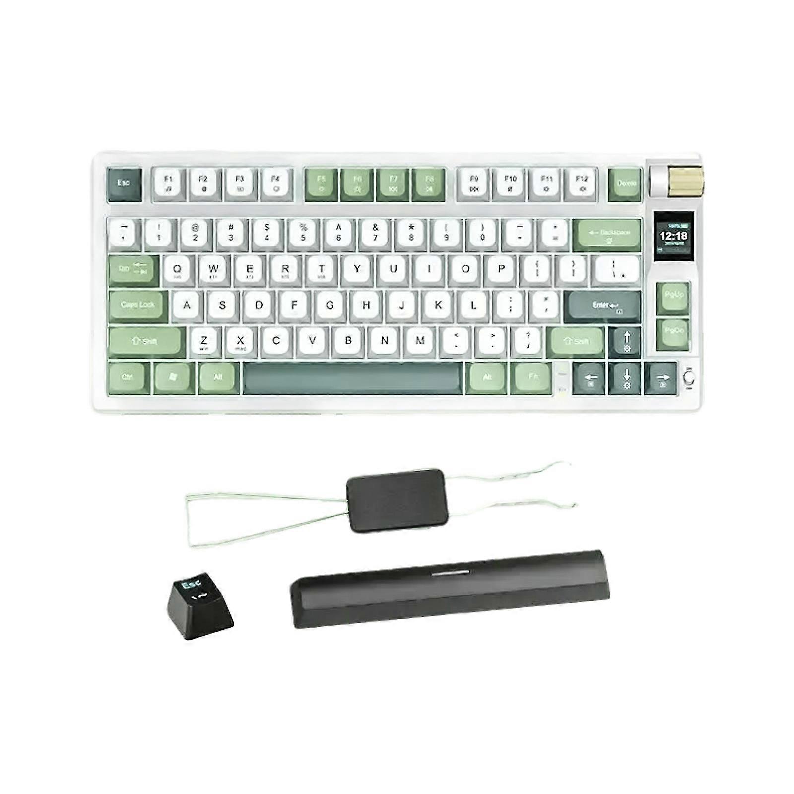 Compactly 79Key Mechanical Keyboard Wireless Connection LED Light Mechanical Shafts Keyboard for Travel Offices Home Use Green