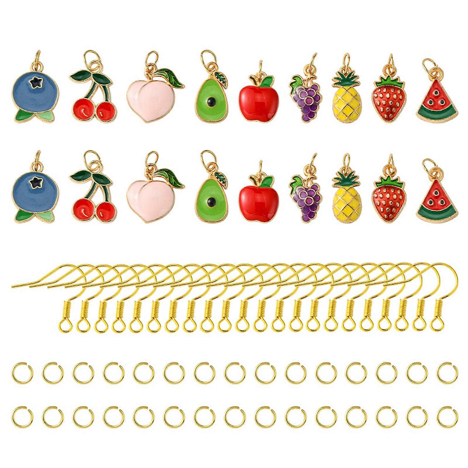 Jewelry Making Kits DIY 9 Pairs Fruit Theme Dangle Earrings Include Alloy Enamel Pendants
