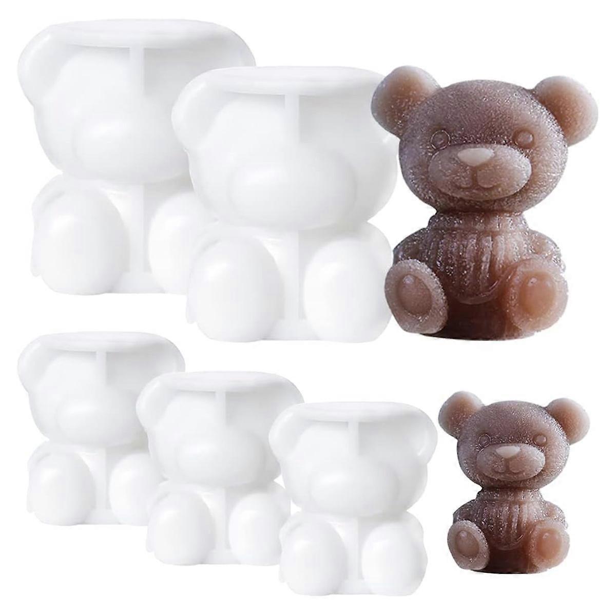 Animal Ice Mold, Bear Shaped Ice Cube Mold, 3D Ice Cube Maker, 2 Large Bear Ice Cube +3 Small Bear Ice Cube