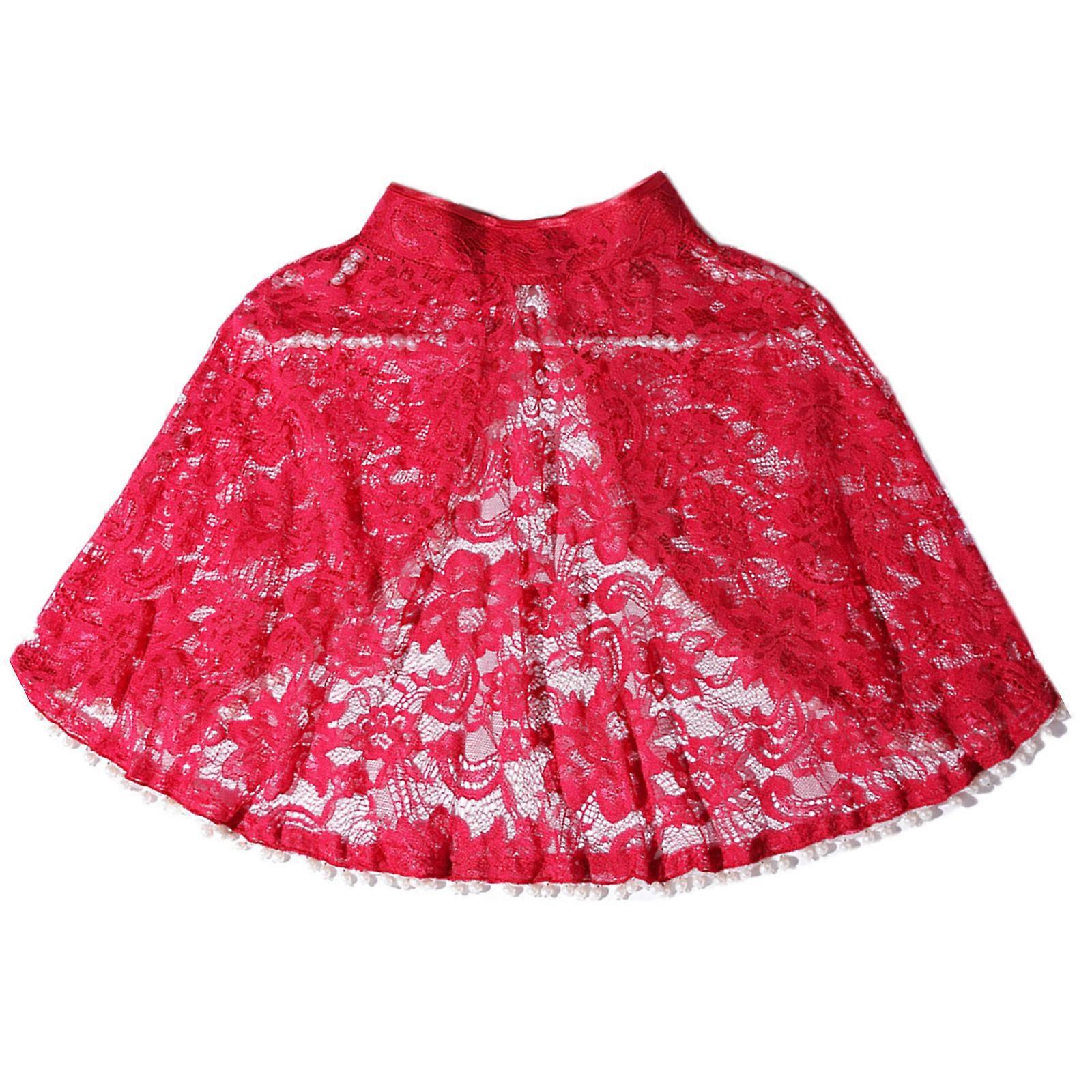 Stylish Wrap Shawl Elegant Lace Pashmina Shoulder Wrap for Evening Party Elegant Cloak Wrap for Cheongsam Faux Collar Burgundy