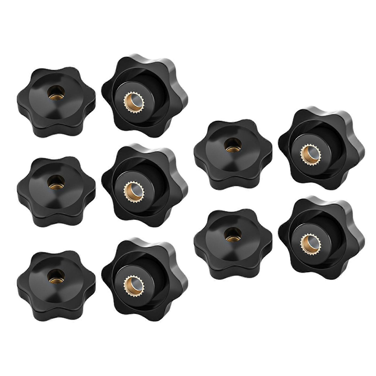 Pack of 10 Black Thumb Nuts Various Sizes Star Mechanical Thumb Nuts Durable Nuts for Easy Clamping & Manual Adjustment