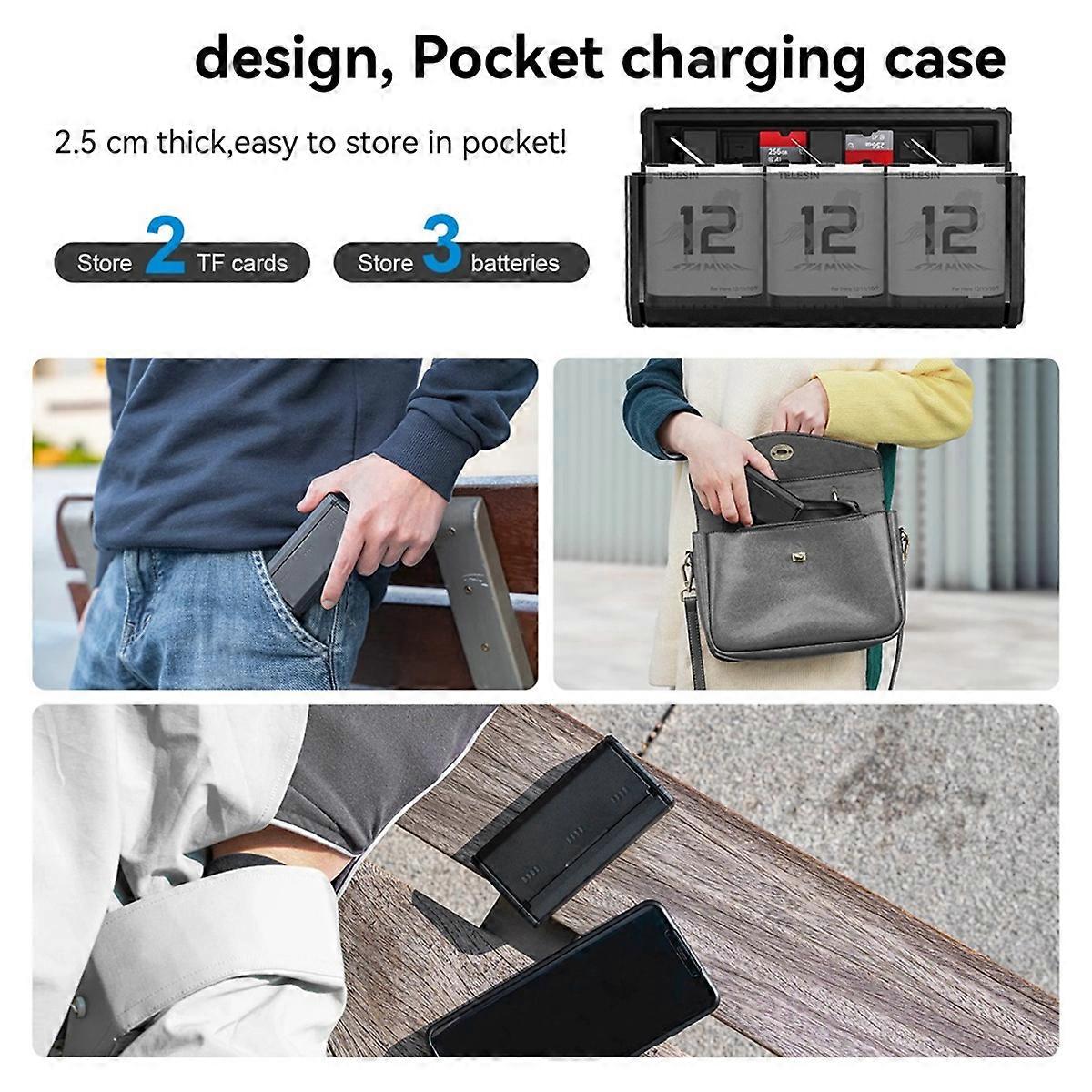 for hero 12/11/10/9 3 Slots Charger Set Charging Case