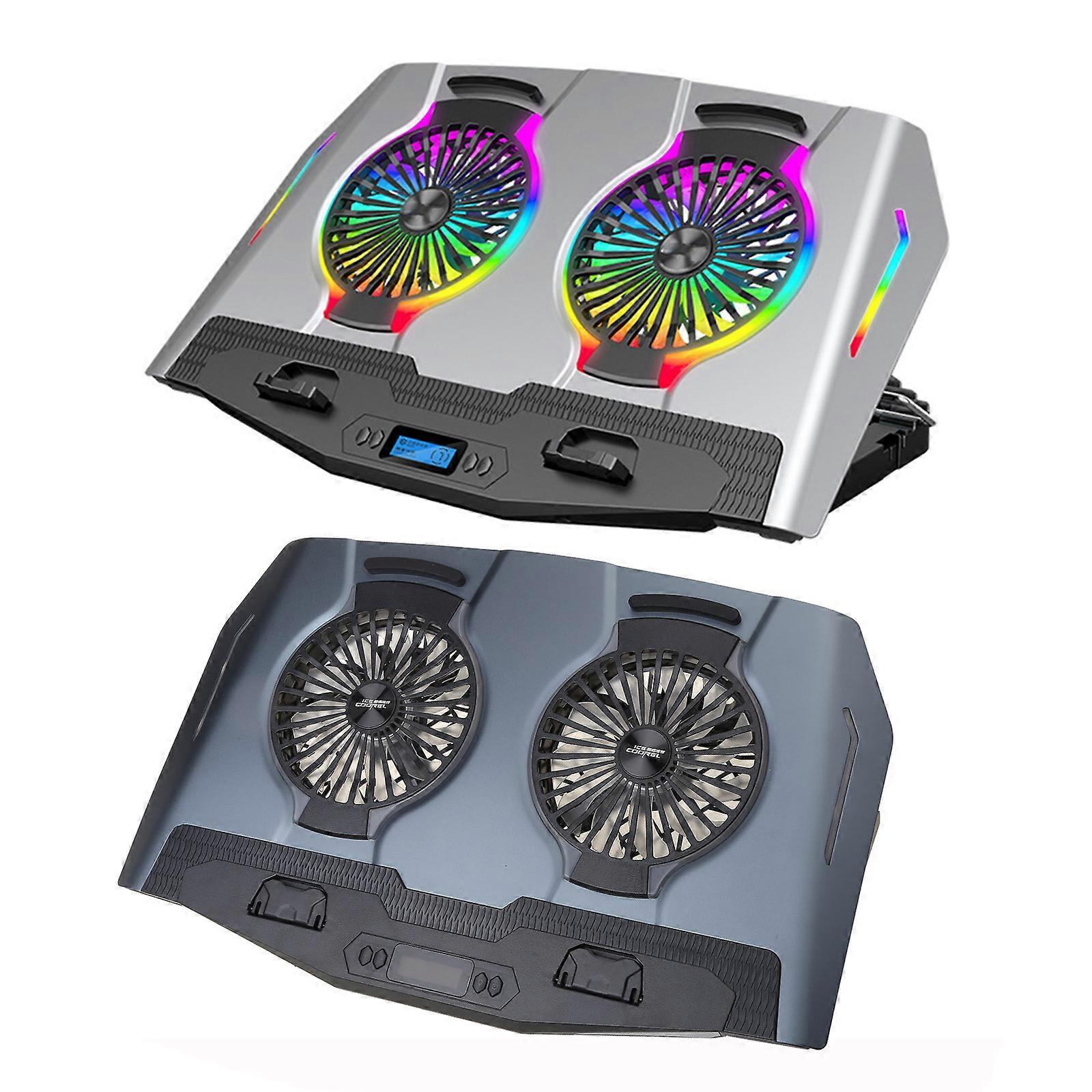 Supporto per laptop regolabile Ventole di raffreddamento RGB 2x porte USB Riser per PC in lega di alluminio per scrivania Staffa per notebook portatile argento