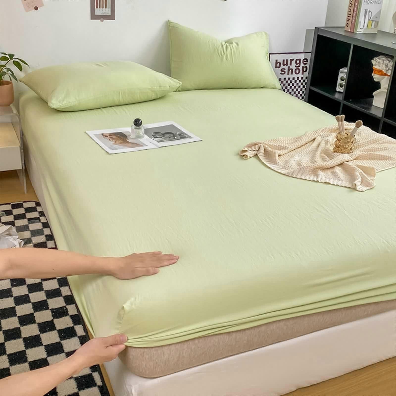 Washed Cotton Solid Color Easy Care Fitted Sheet for Bedding King 78L x 71W Inch