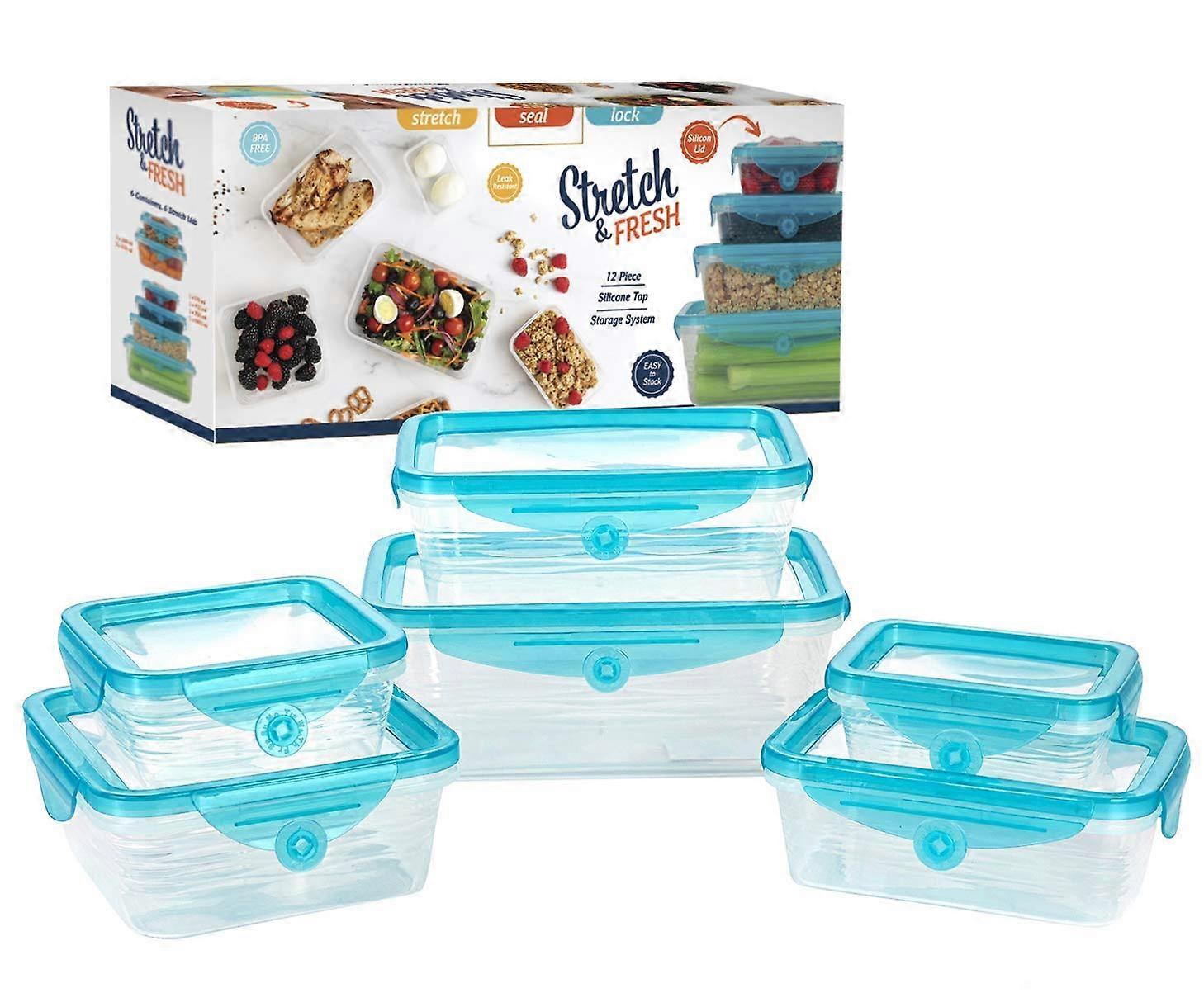 Stretch and Fresh Leak-Proof Food Container Set, Stackable BPA-Free Silicone, Airtight Lids, Freezer-Safe for Meal Prep