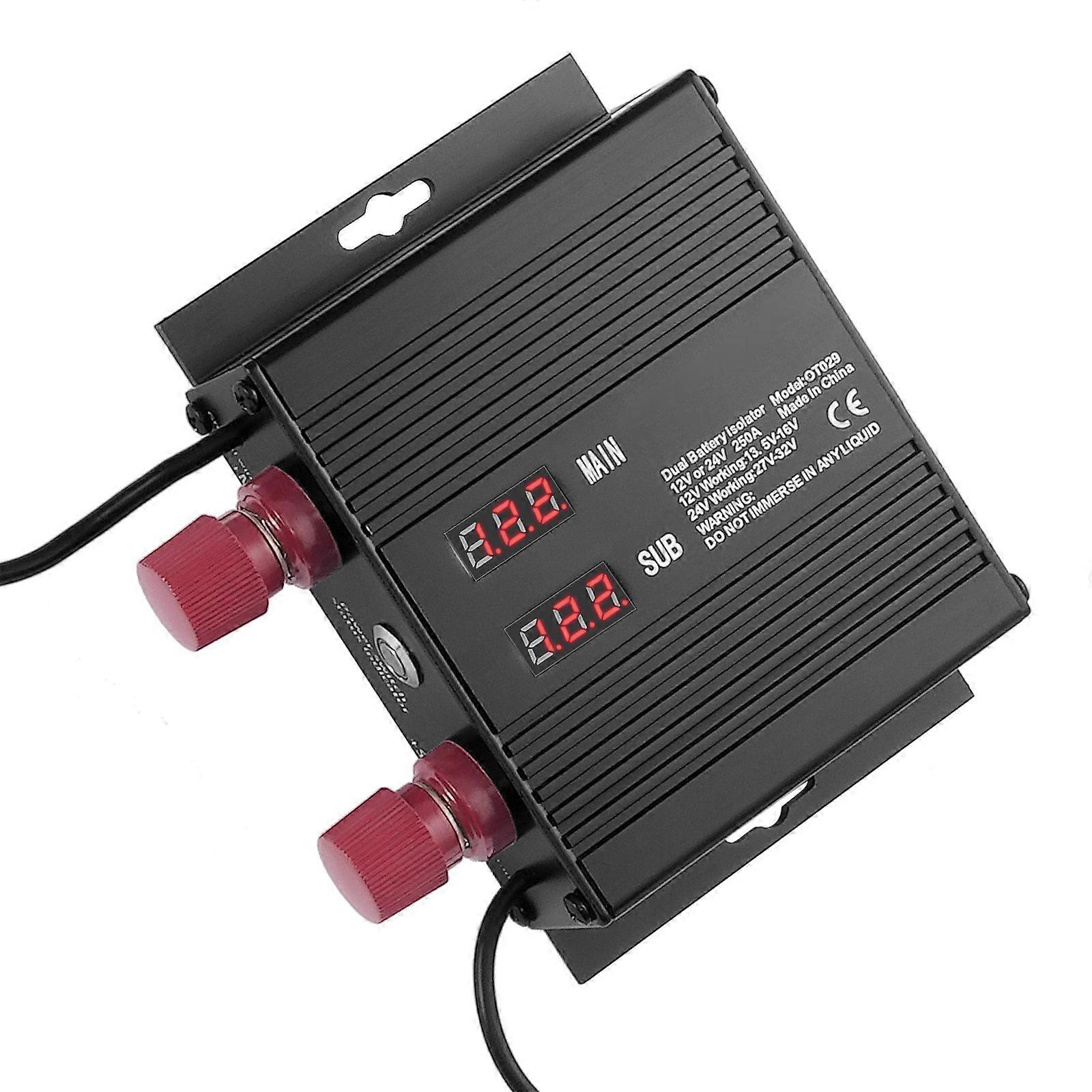 250 AMP Dual Battery Smart Isolator, 12V/24V, Universal VSR Voltage Sensitive Battery Isolator Intelligent mit LCD-Bildschirm
