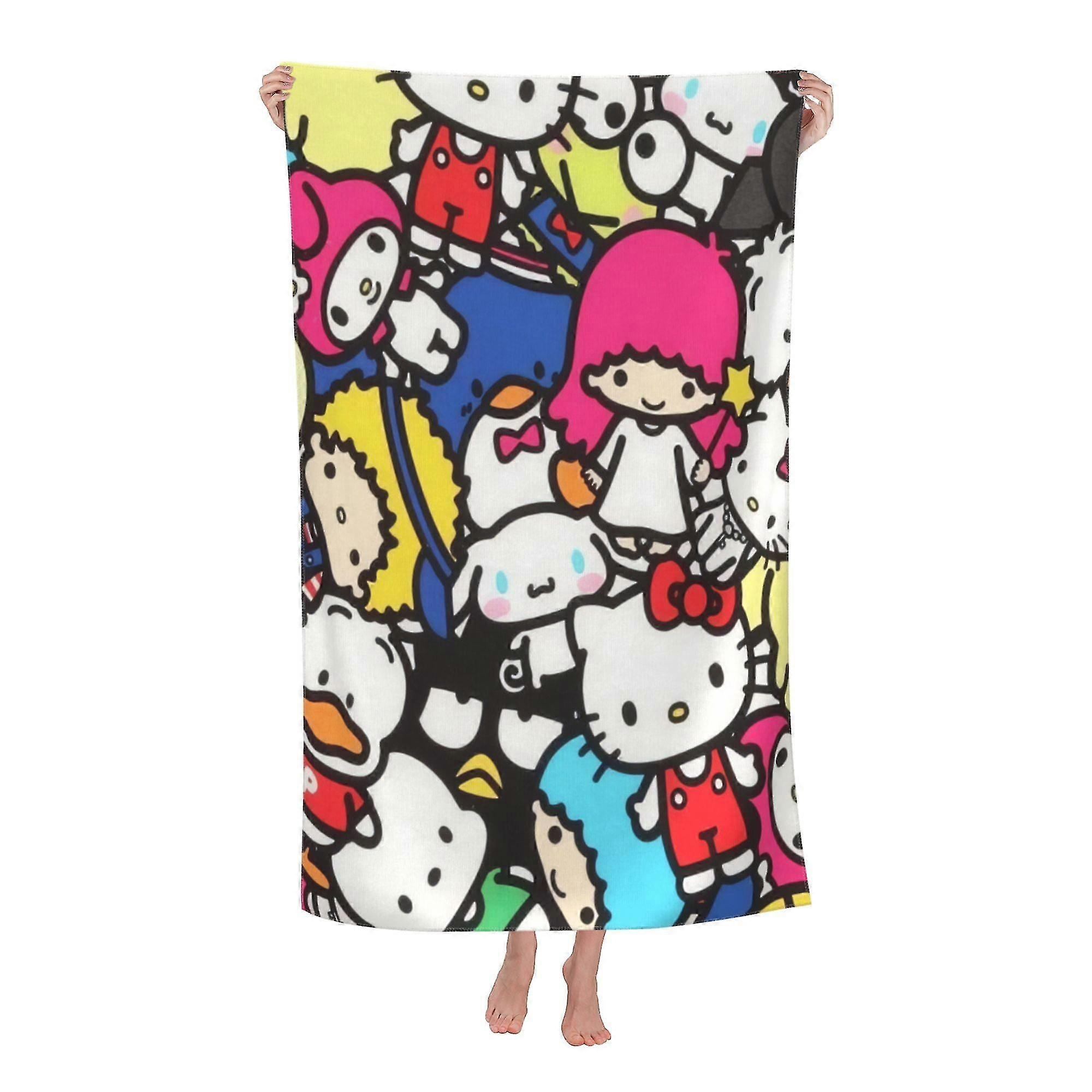 Hello Kitty strandhåndkle, stort mikrofiberbadehåndkle #VbR3