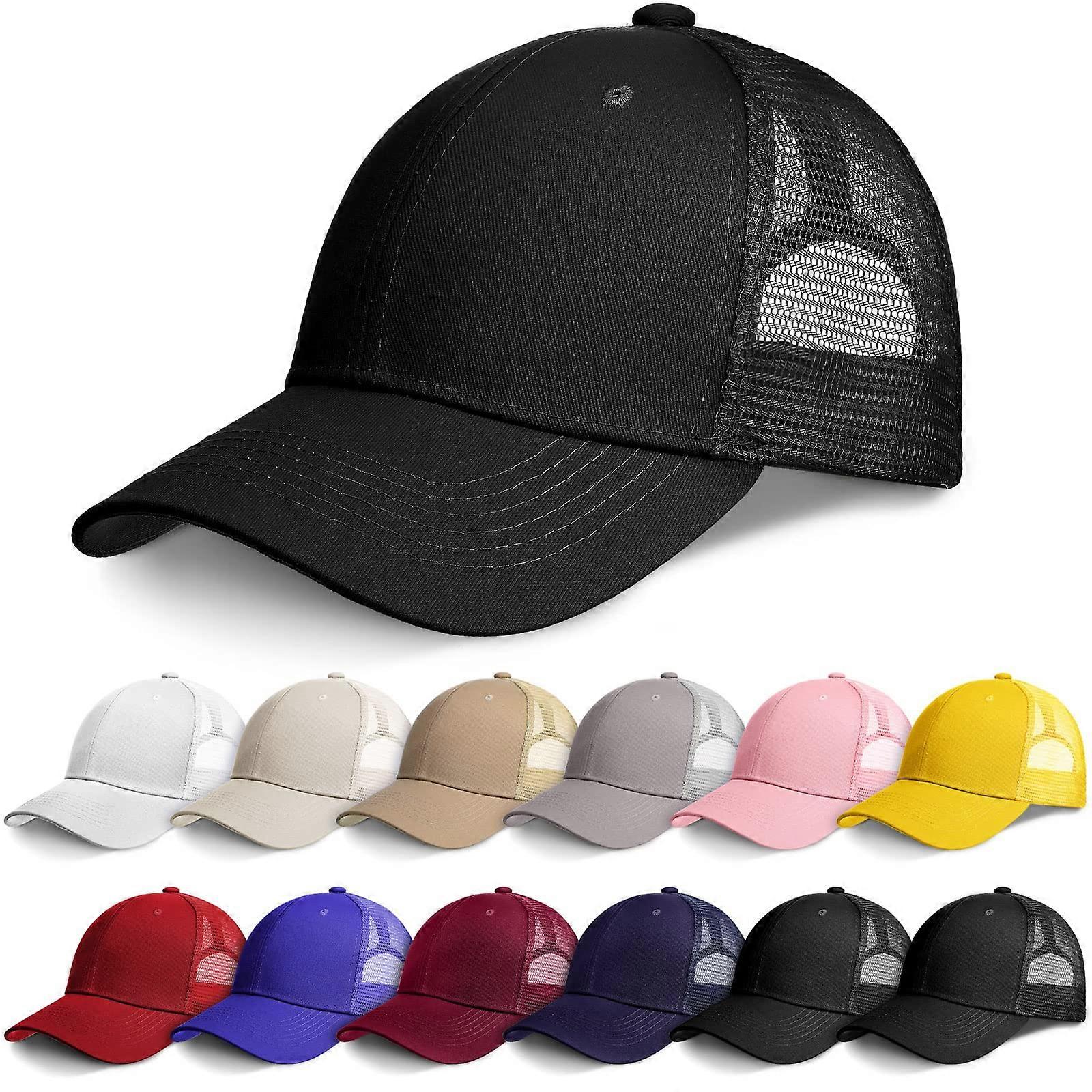 12 Pieces Mesh Baseball Hat Bulk Cotton Washed Baseball Blank Caps Adjustable Trucker Snapback Golf Dad Hat